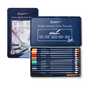 Giorgione Triangular Watercolor Pencils Tin Set with Brush