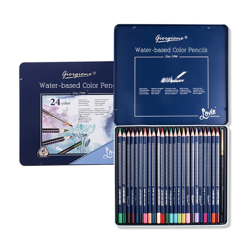 Giorgione Triangular Watercolor Pencils Tin Set with Brush