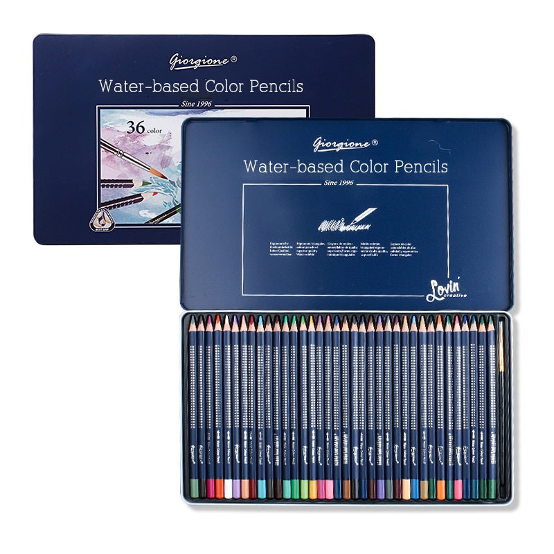 Giorgione Triangular Watercolor Pencils Tin Set with Brush