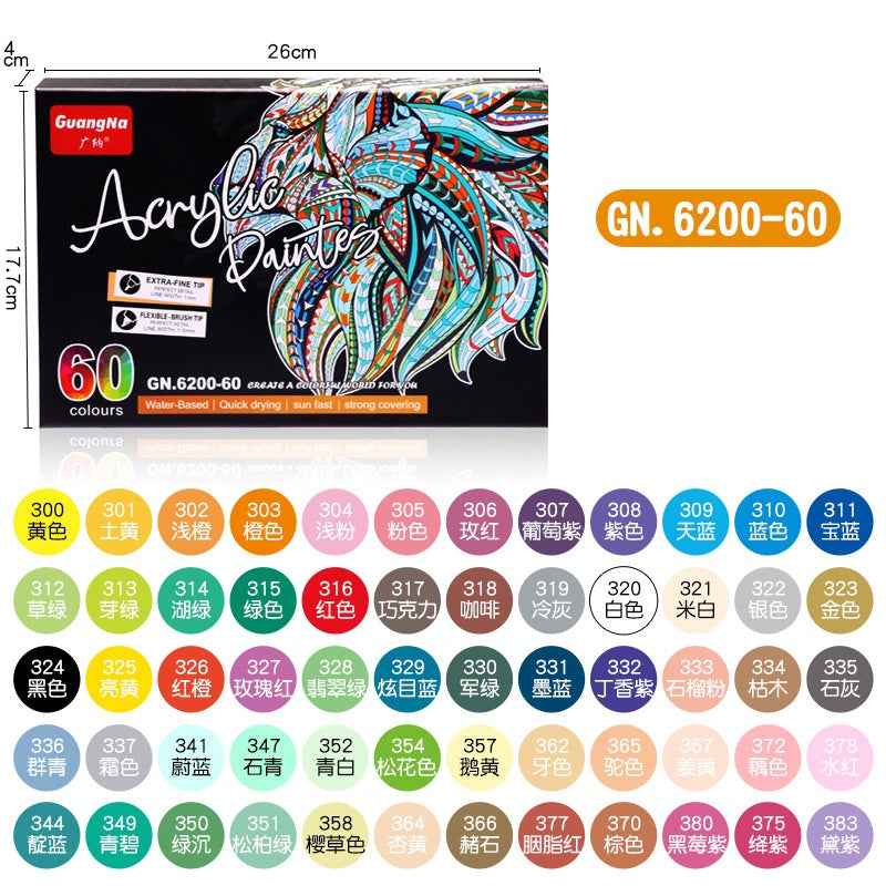 Guangna 60 Colors Dual Brush Tip Acrylic Paint Markers - TTpen