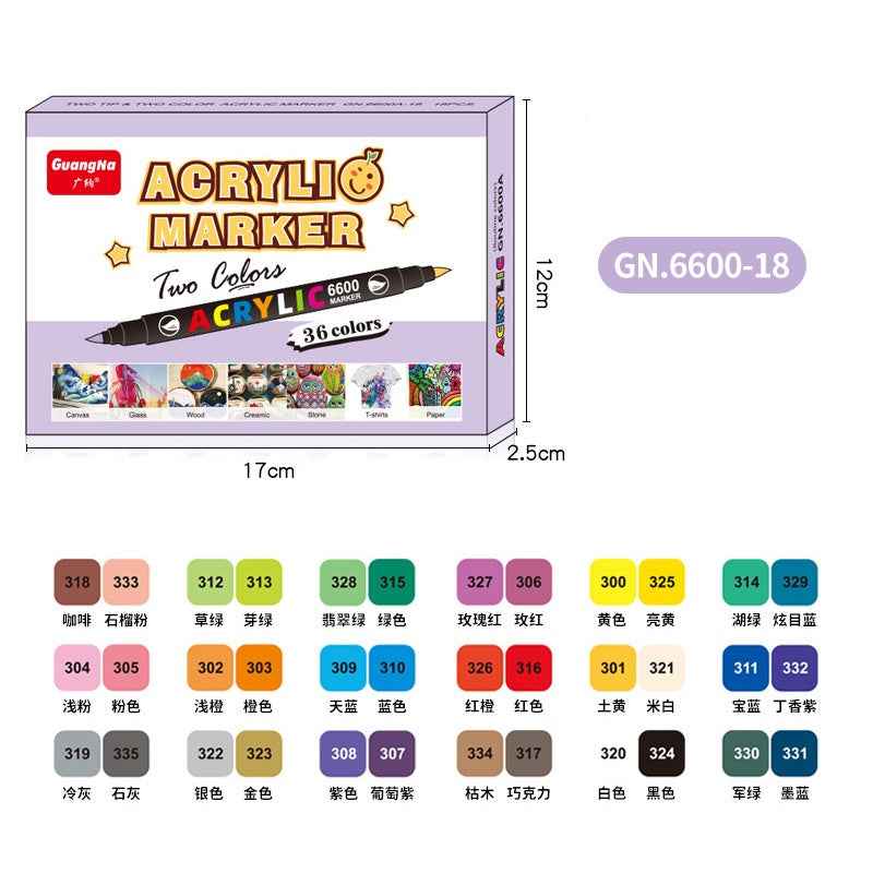 Guangna Acrylic Paint Marker Pens 36 Colors,Dual Brush Tip - TTpen