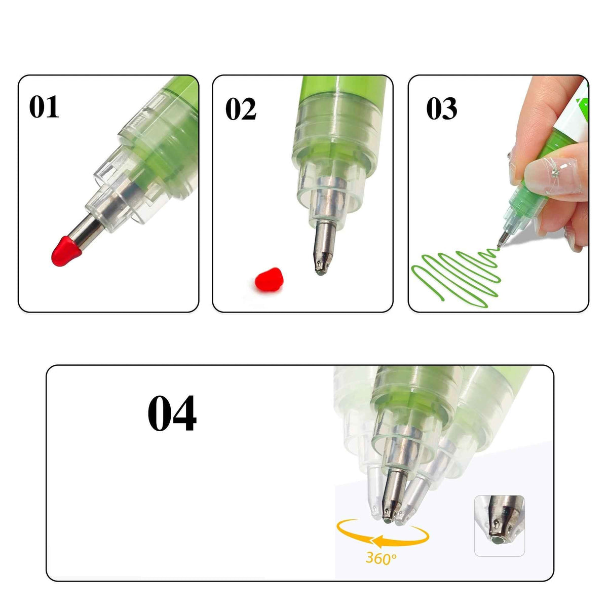 Guangna 12-Color Liquid Acrylic Marker Set – 1.0mm Metal Tip