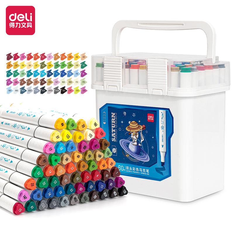 DELI HM903 12/24/36/48/60 Colors Alcohol Based Art Markers Dual Tip 60 Colors