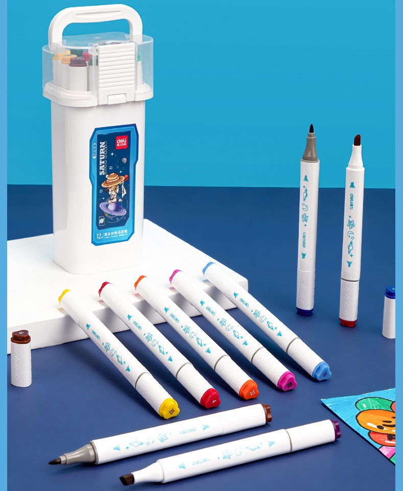 DELI HM903 12/24/36/48/60 Colors Alcohol Based Art Markers Dual Tip
