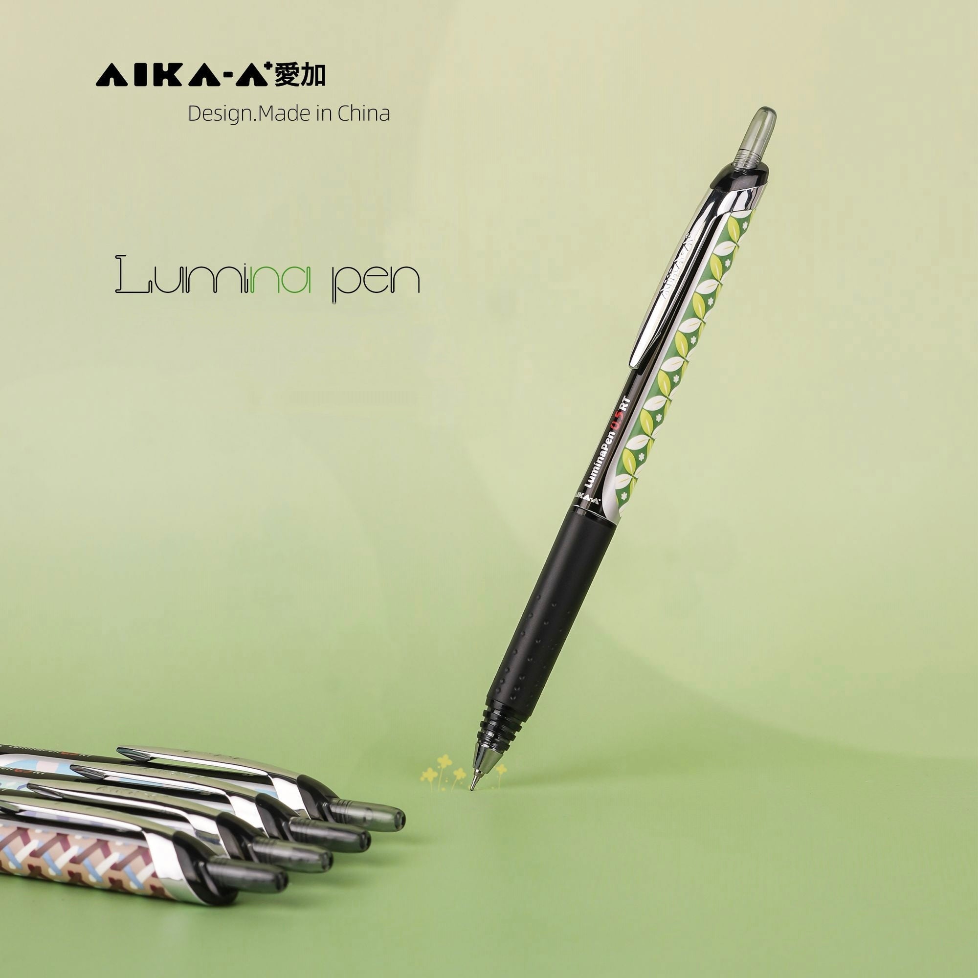 AIKA-A Lumina Limited Gel Pen | Dual AS Tip 0.5mm Retractable | Set of 6 Classic Patterns