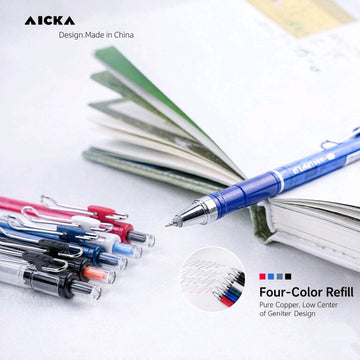 AIKAA Bamboo Joint Gel Pen 0.5mm | Large Capacity Quick-Dry AS Dual Tip – 6-Pack