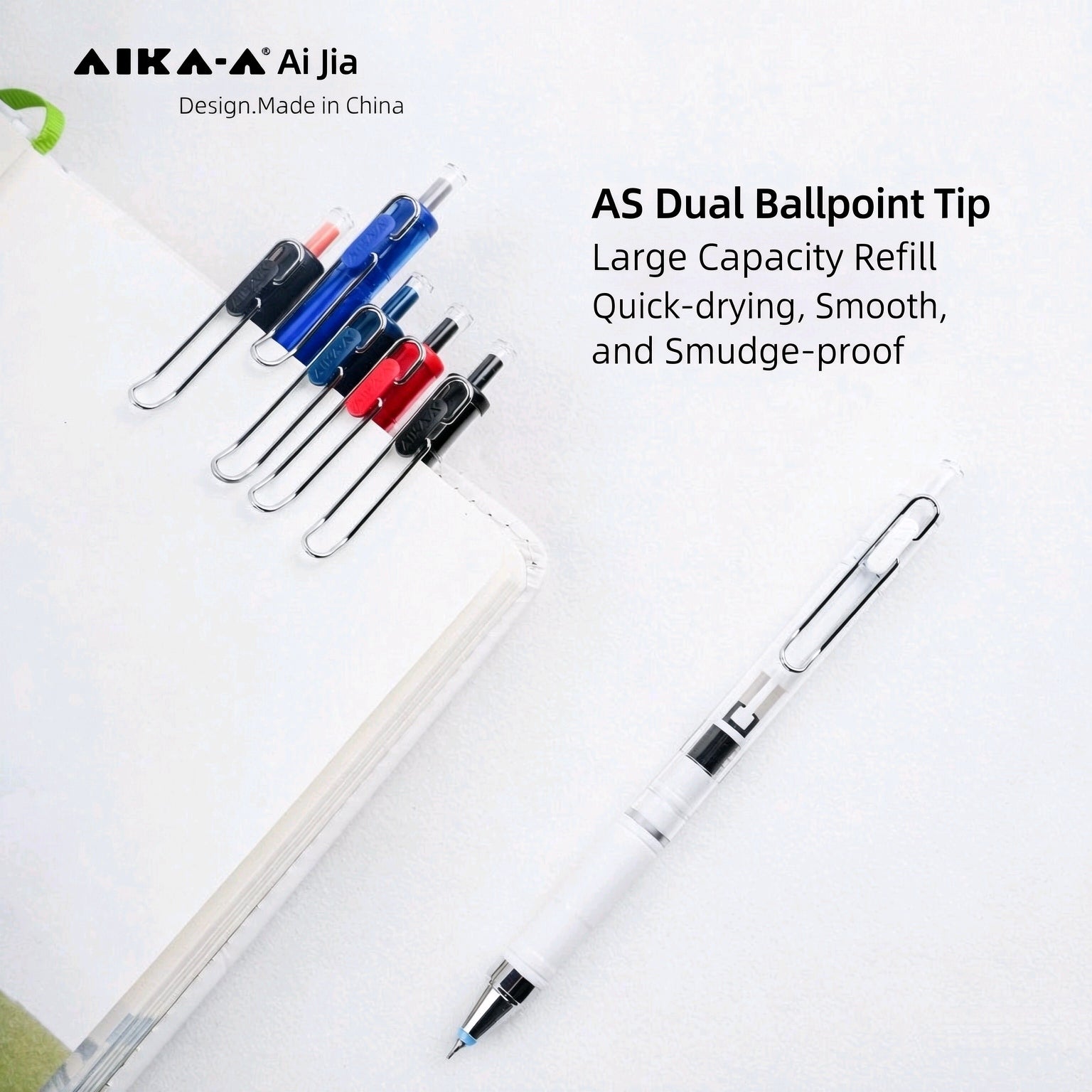 AIKAA Bamboo Joint Gel Pen 0.5mm | Large Capacity Quick-Dry AS Dual Tip – 6-Pack