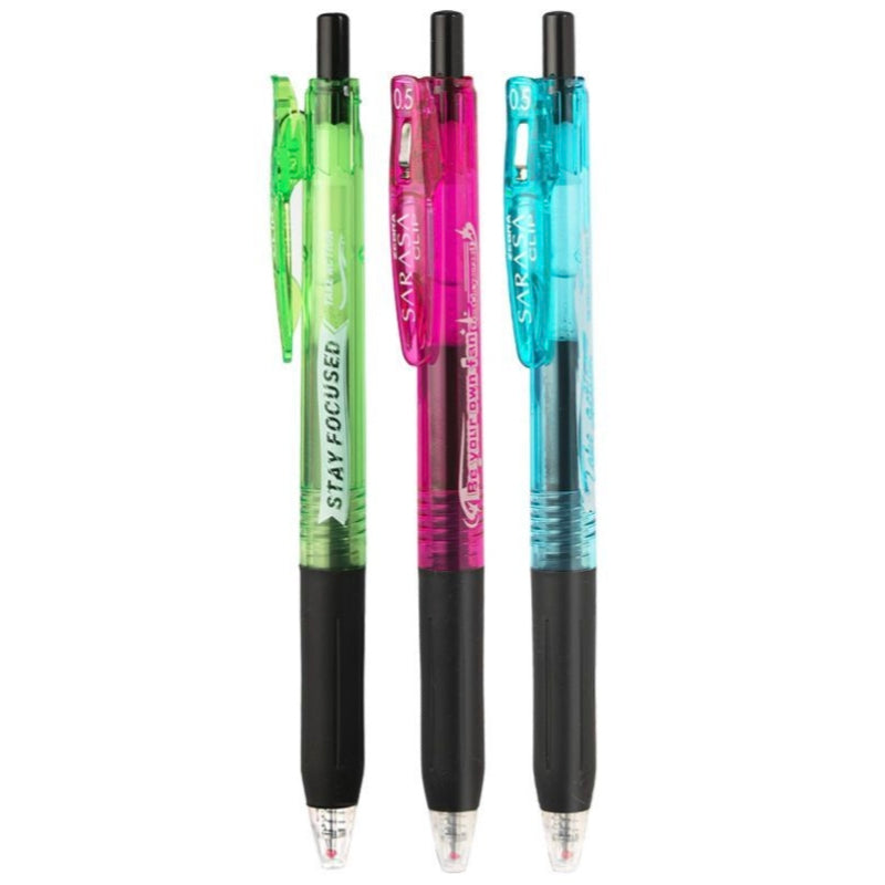 Zebra Sarasa Clip Limited Edition Motivational Gel Pen Set of 3 | Stay Focused Collection