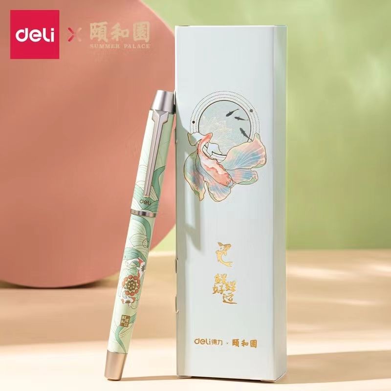 Deli S167 Summer Palace Metal Gel Pen 0.5mm | Chinese Cultural Gift Set