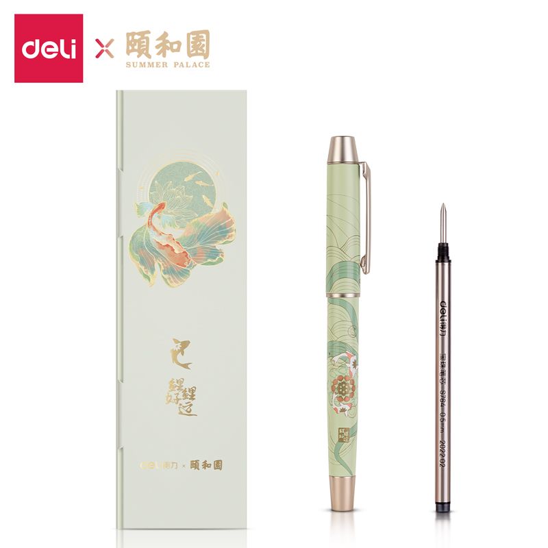 Deli S167 Summer Palace Metal Gel Pen 0.5mm | Chinese Cultural Gift Set
