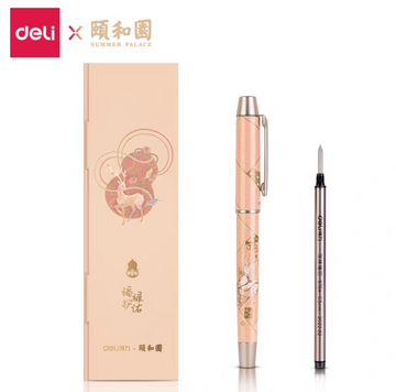 Deli S167 Summer Palace Metal Gel Pen 0.5mm | Chinese Cultural Gift Set