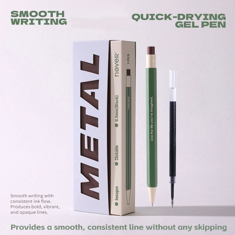 Never Metal Hexagon Retractable Gel Pen 0.5mm