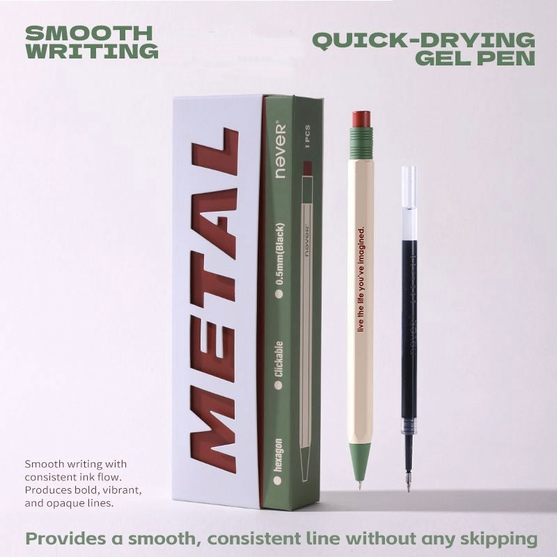 Never Metal Hexagon Retractable Gel Pen 0.5mm