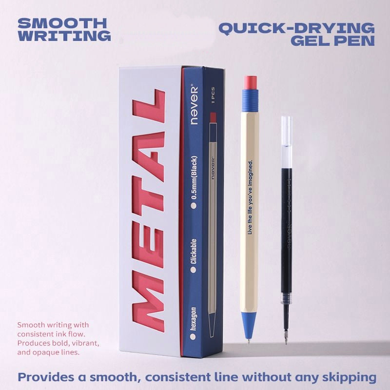 Never Metal Hexagon Retractable Gel Pen 0.5mm