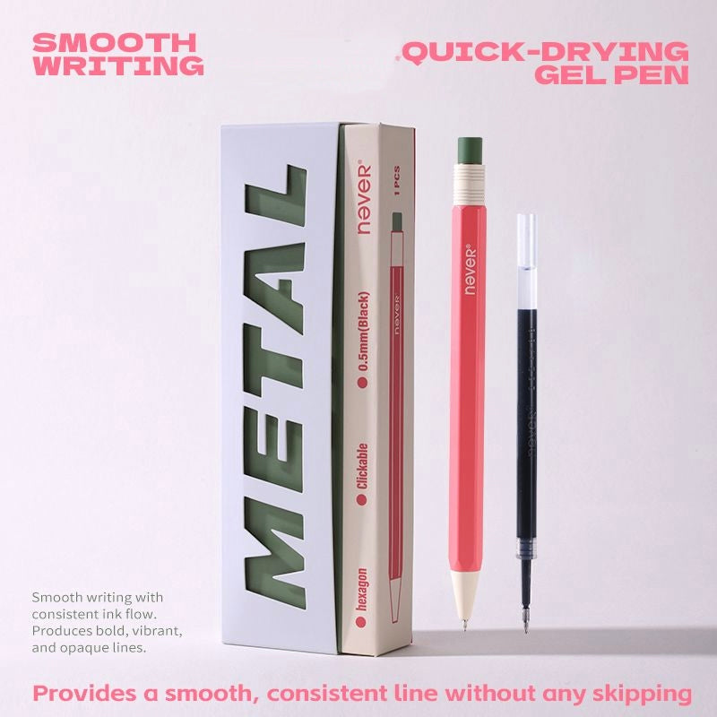 Never Metal Hexagon Retractable Gel Pen 0.5mm