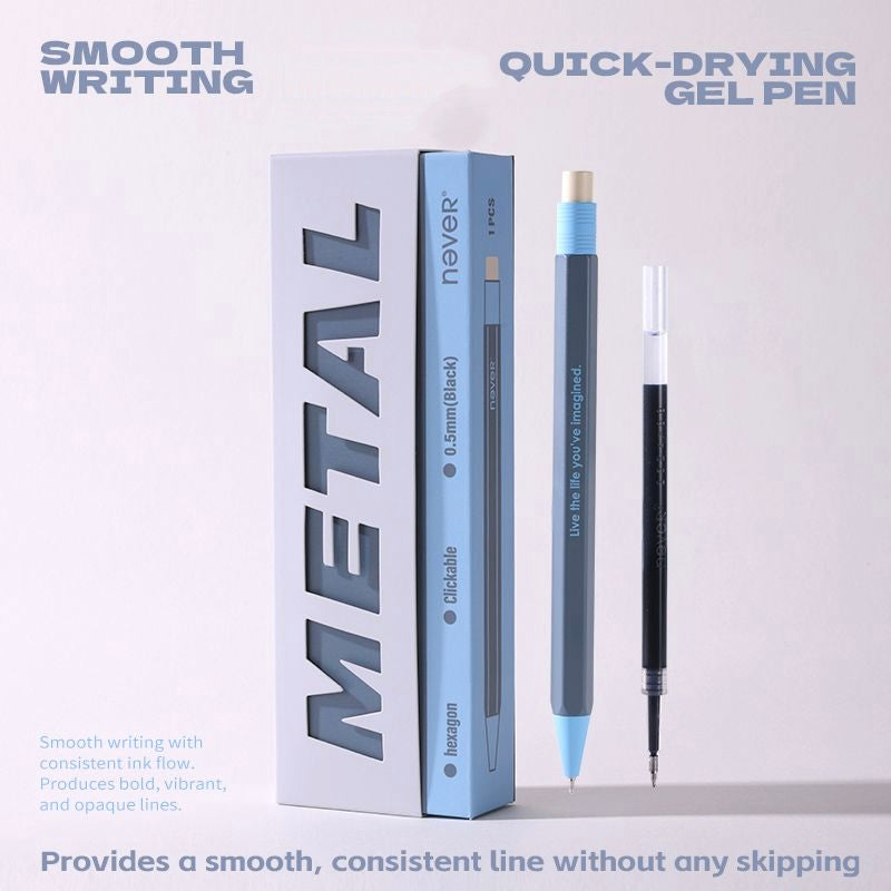 Never Metal Hexagon Retractable Gel Pen 0.5mm