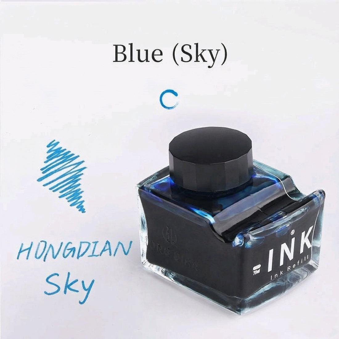 Hongdian 70ml fountain pen ink bottle used as a pen rest