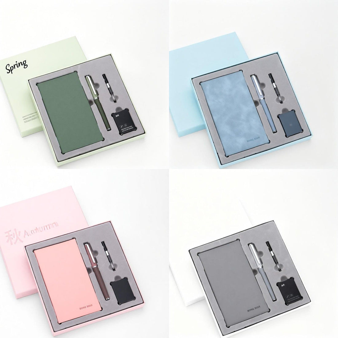 HongDian Four Seasons fountain pen gift sets in Spring, Summer, Autumn and Winter colors