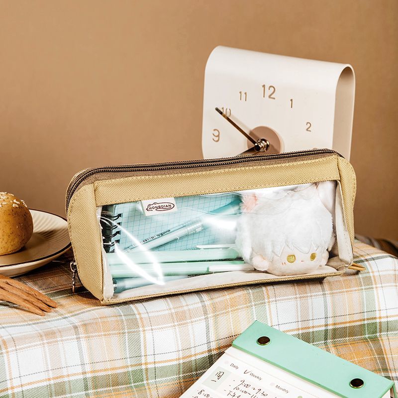 Hongdian transparent pencil case displaying stationery inside