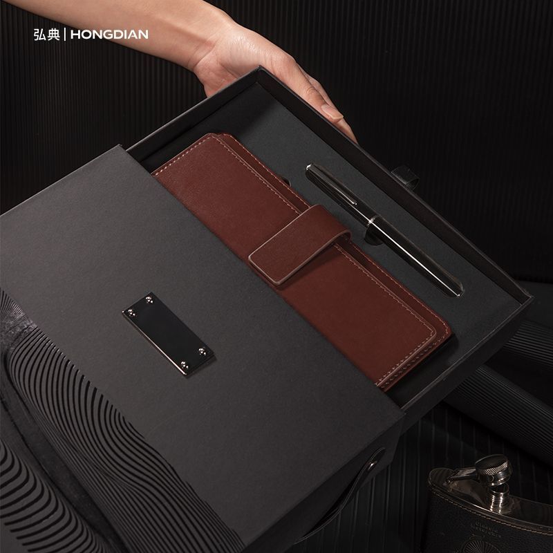 Hongdian brown notebook fountain pen and ink bottle gift set