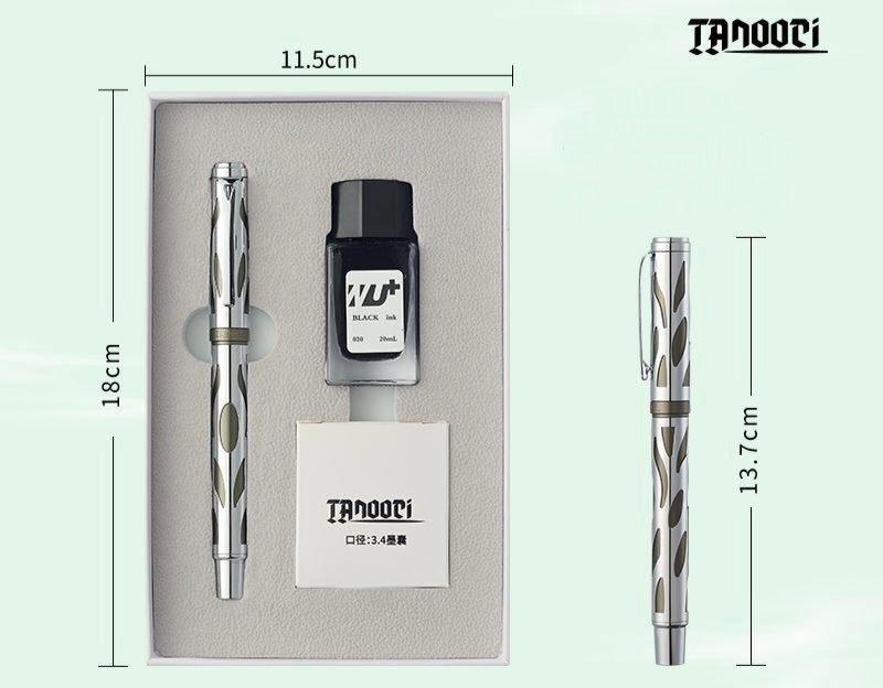 TANOOCI Wind Trace red accent metal fountain pen set