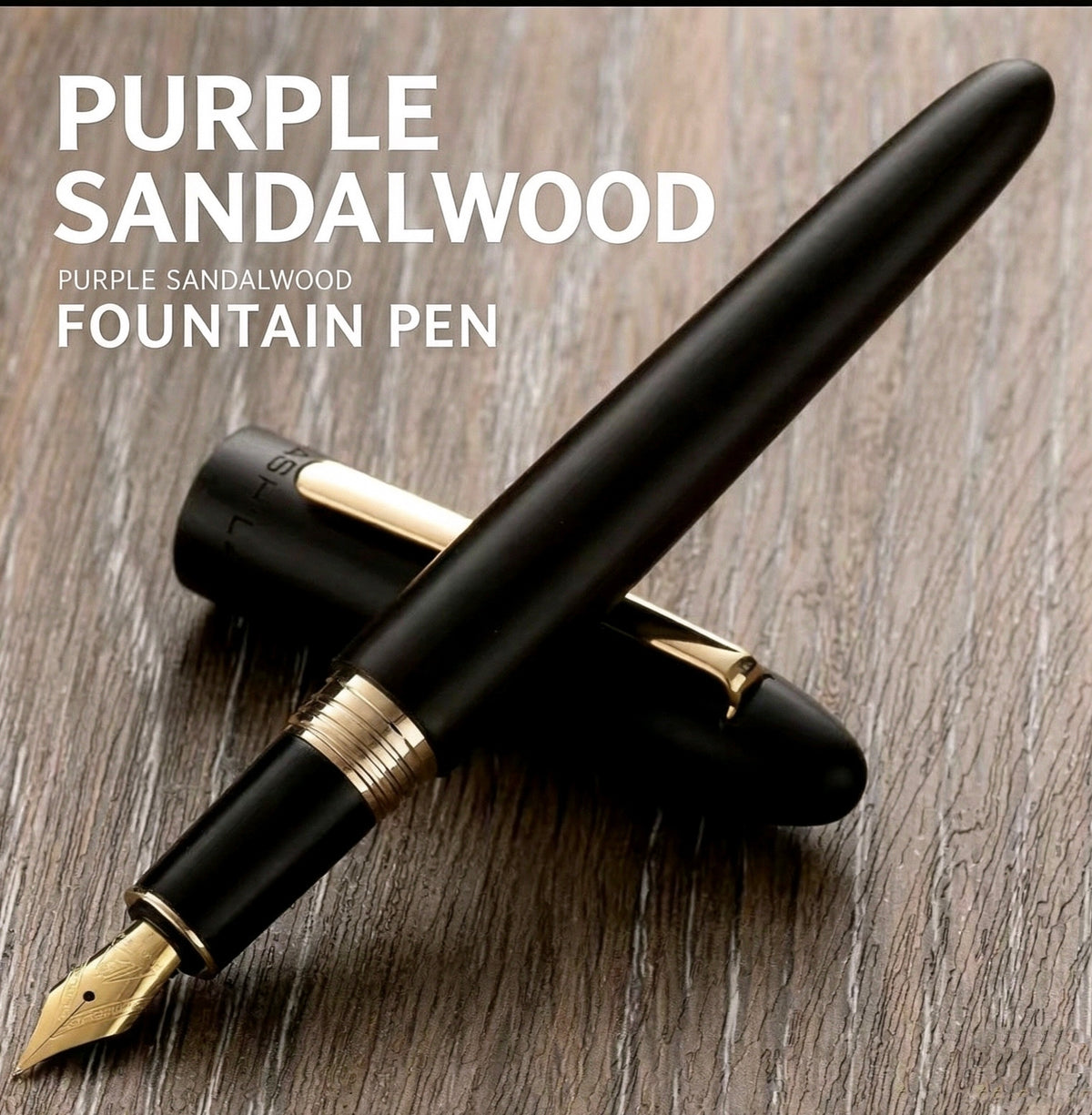 Purple sandalwood fountain pen with gold-tone nib and trim