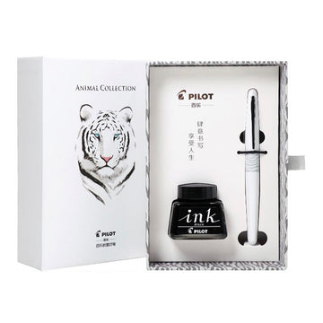Pilot 88G Animal Collection White Tiger Fountain Pen Gift Set with Bottled Ink