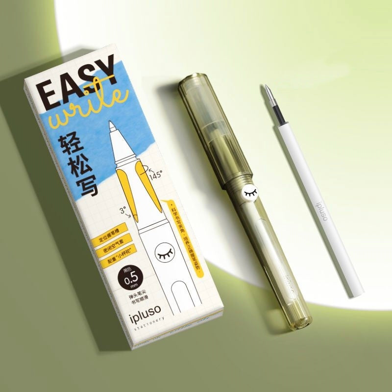 ipluso Easy Write gel pen in olive translucent finish