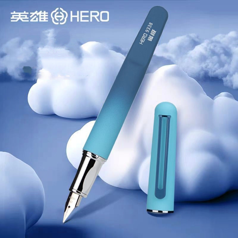 HERO 9338 EF fountain pen in blue gradient with magnetic cap