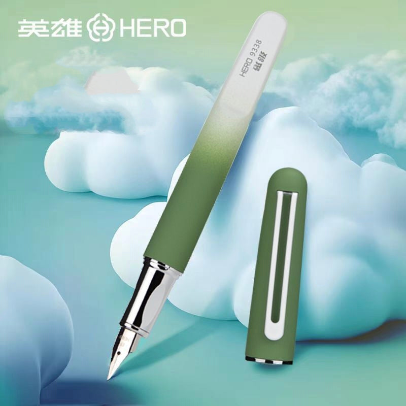 HERO 9338 EF fountain pen in white and green gradient