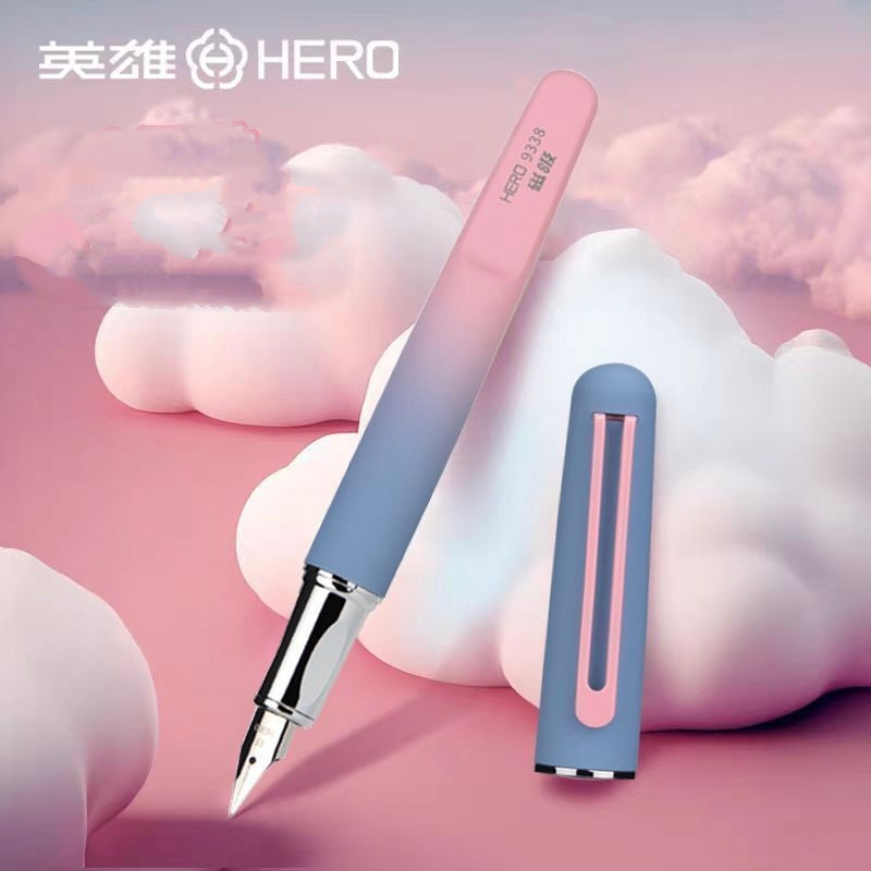 HERO 9338 EF fountain pen in pink and blue gradient