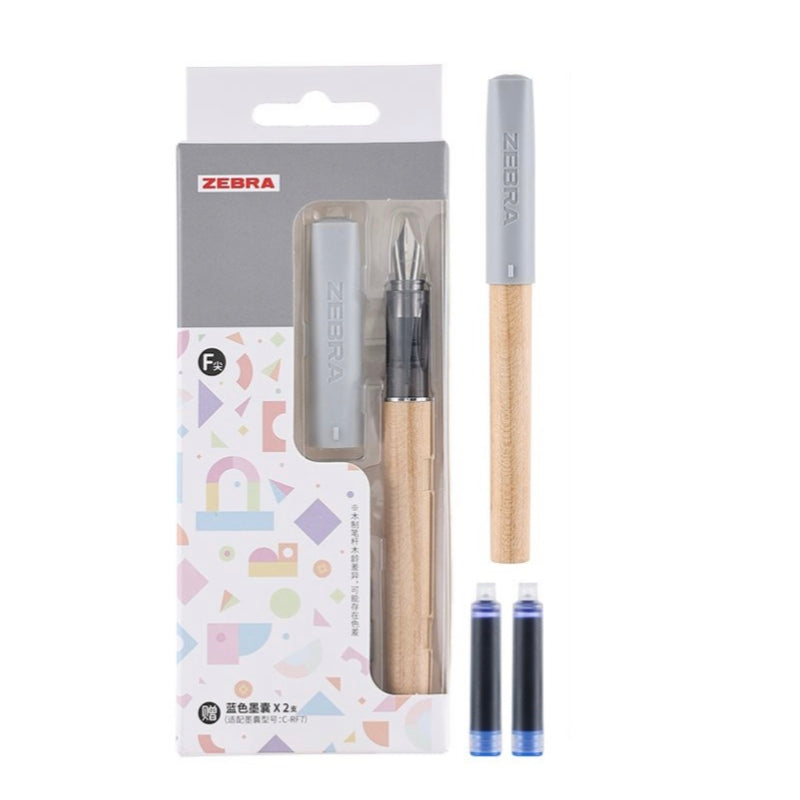 Zebra Tree Wooden Ergonomic Fountain Pen Grey