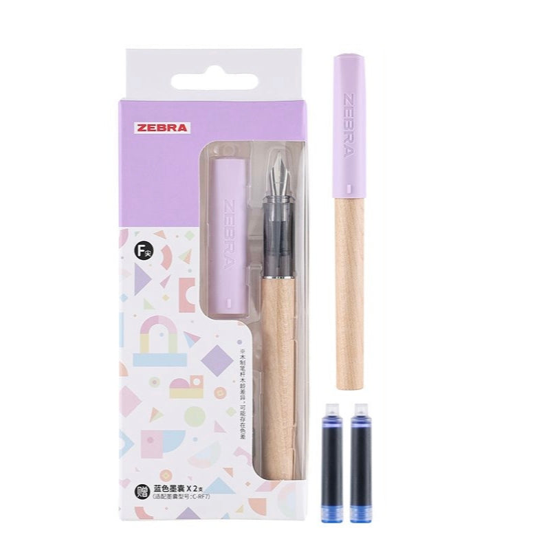 Zebra Tree Wooden Ergonomic Fountain Pen Grey