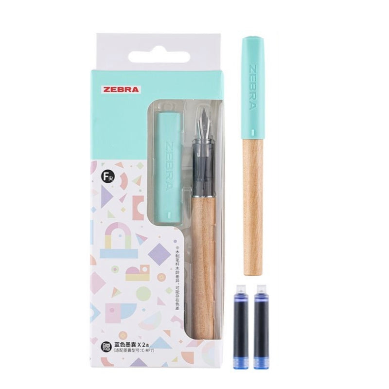 Zebra Tree Wooden Ergonomic Fountain Pen Mint Green
