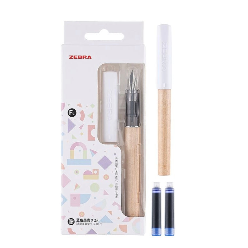 Zebra Tree Wooden Ergonomic Fountain Pen White