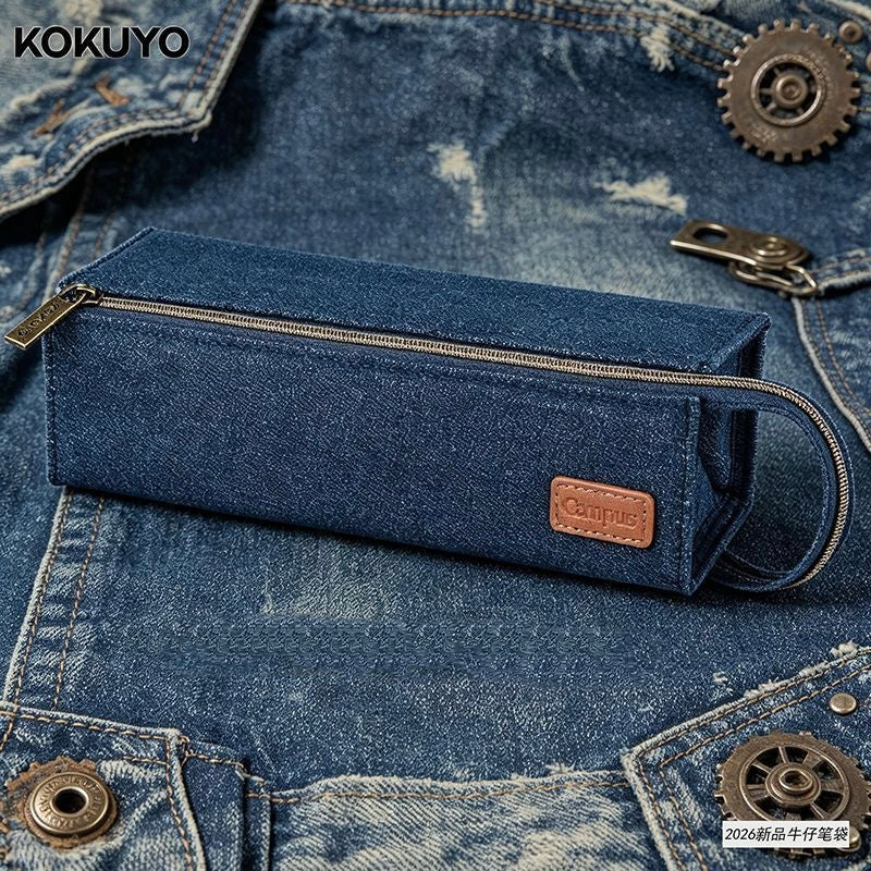 Kokuyo Campus Large Capacity Denim Pencil Case Dark Blue