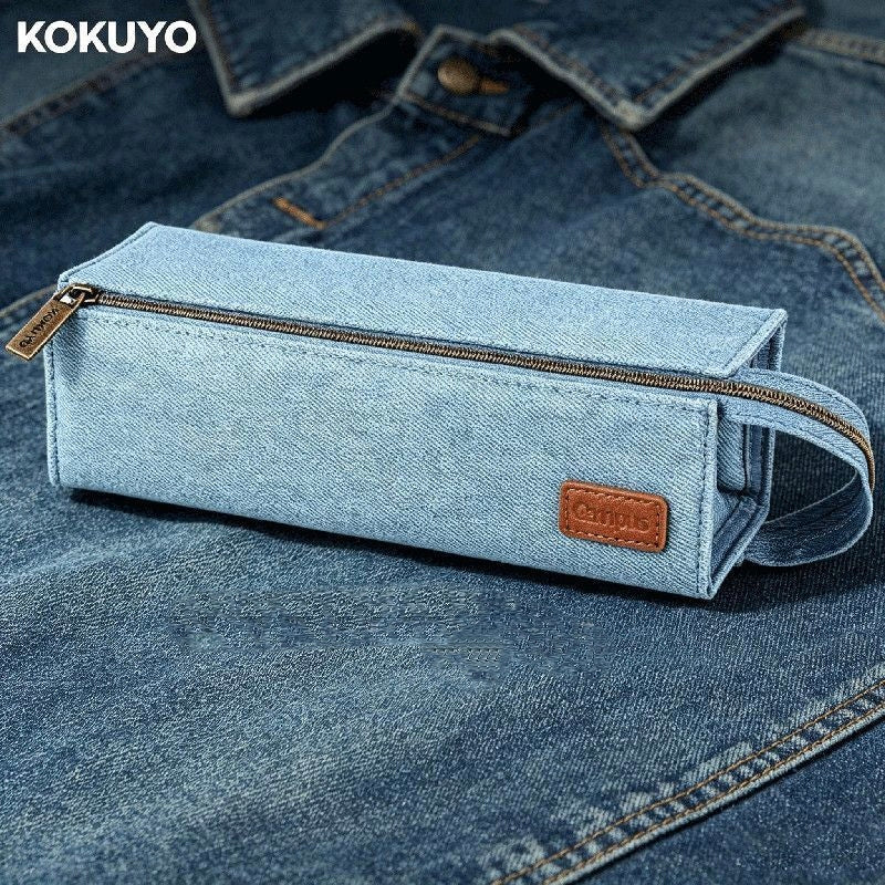 Kokuyo Campus Large Capacity Denim Pencil Case Light Blue