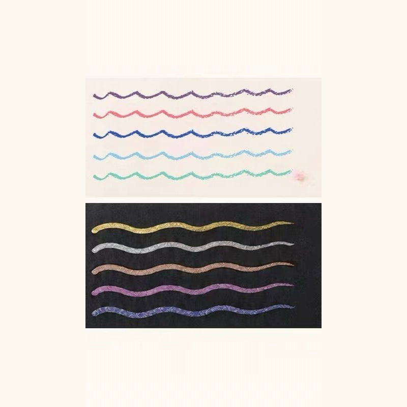Gelly Roll glitter ink writing samples on light and dark paper