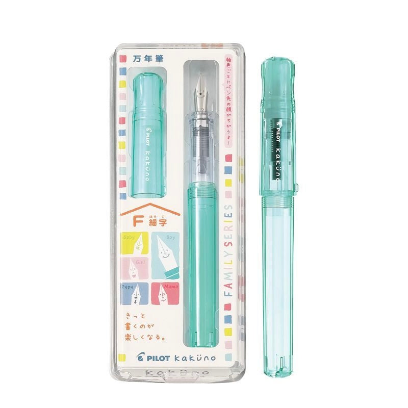 Pilot Kakuno Family Series Fountain Pen - Transparent Mint Green (Boy) F Nib