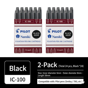 Pilot Namiki IC-100 Fountain Pen Ink Cartridges 2-Pack 24 Pieces