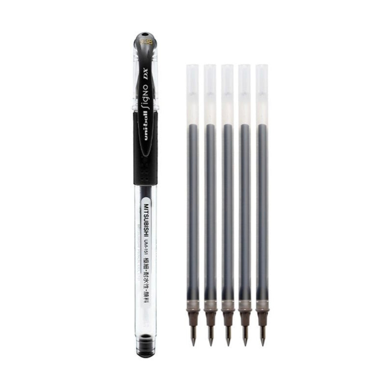 Uni-ball Signo UM-151 0.38mm Gel Pen with 5 Refills Set