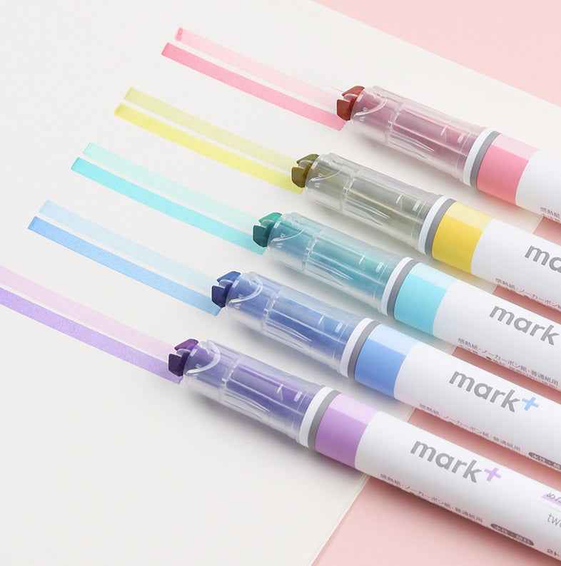 KOKUYO 2-Tone Mark+ Pastel Highlighter Markers 5 Colors Set