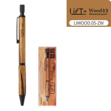 KITERA Lift + Wood 0.5mm Mechanical Pencil – Metal & Natural Wood Grip, Low Center of Gravity