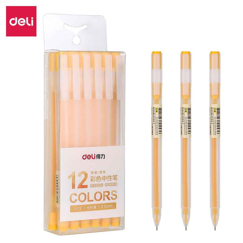 DELI A119 Colors Gel Pen Needle Tip 0.5mm Fine Point 12 Pack - TTpen