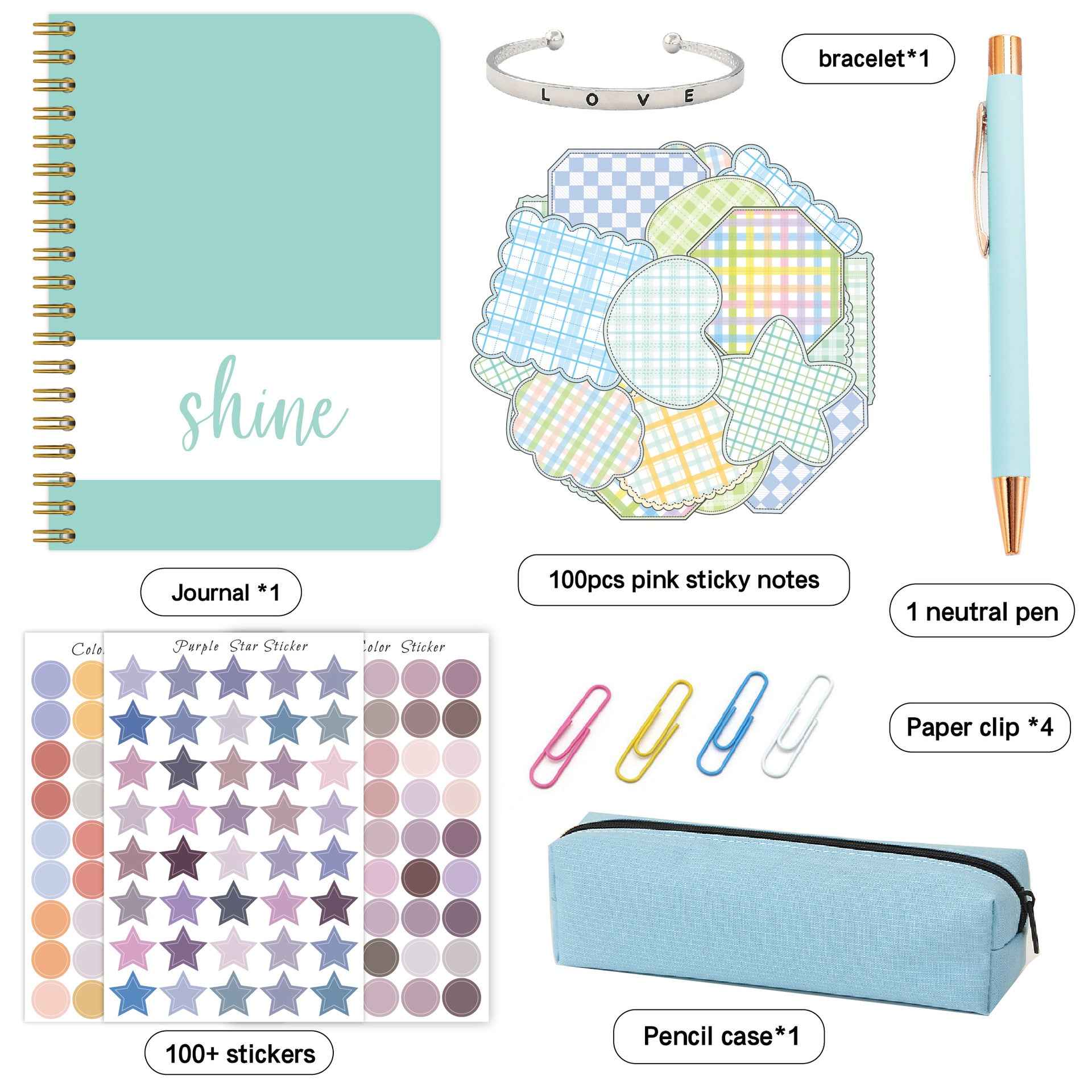 7pcs Shine Diary Notebook Pen Sticker Gift Set for Kids - TTpen