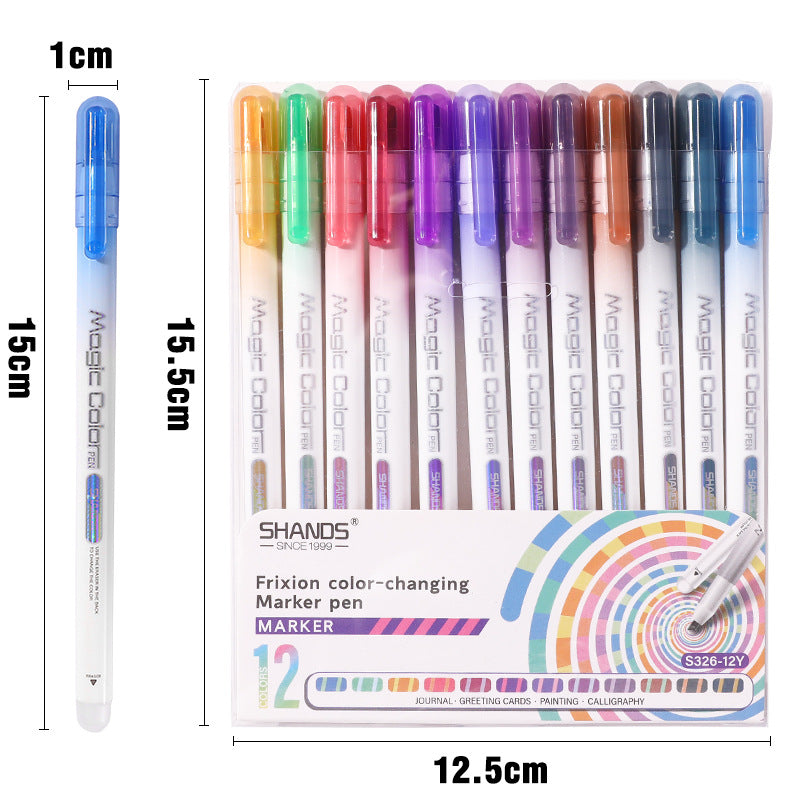 12-Color Magic Friction Highlighters Color Changing Markers for Kids
