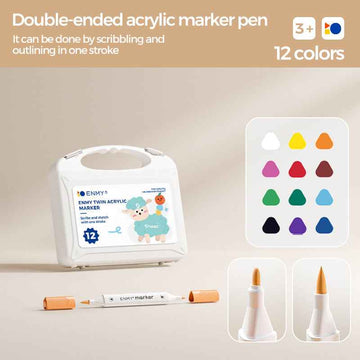 ENMY Kids Dual-Tip Acrylic Markers – Soft & Hard,12/24/36/48/60 Colors