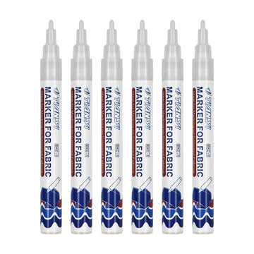 White Fabric Markers Permanent Paint for Dark Clothes 6 Pack