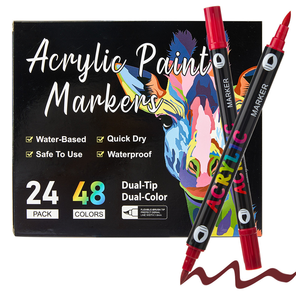 12-84 Pack 168 Colors Dual Brush Tip Acrylic Paint Markers