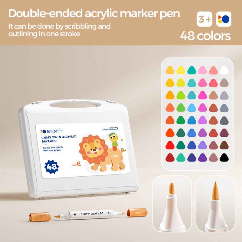 ENMY Kids Dual-Tip Acrylic Markers – Soft & Hard,12/24/36/48/60 Colors